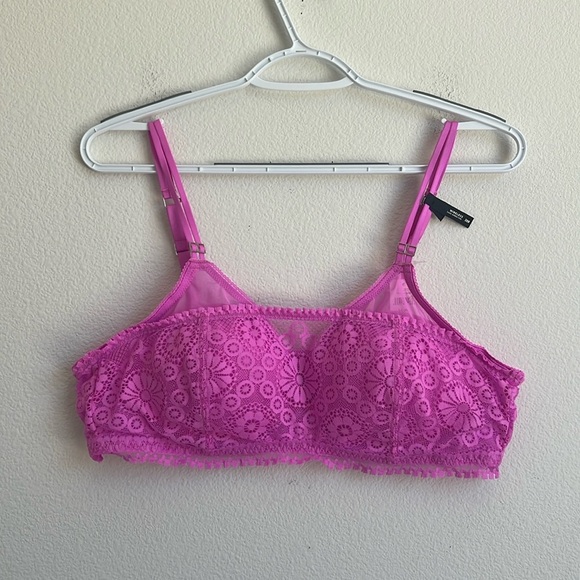 NWT Aerie Pink Real Power Wireless Push Up Joy Lace Bra - Picture 1 of 11
